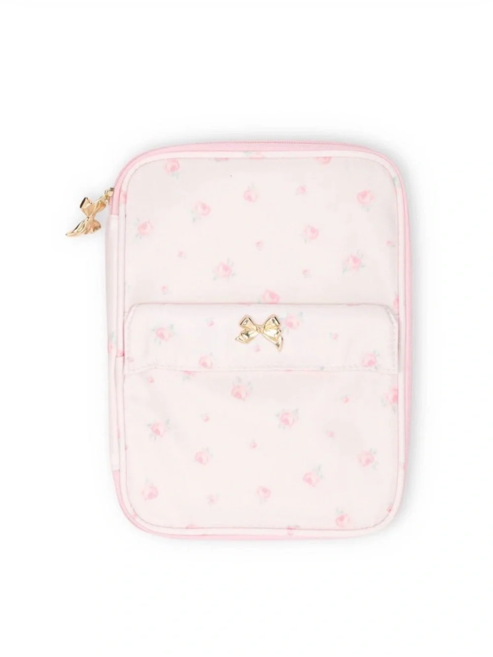 LoveShackFancy Set Pink Quilted Kids Backpack with Bow Charm and Pencil case